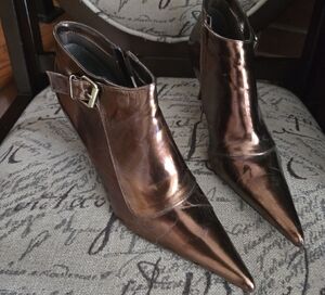 coppee/brown Leather Ankle Boots with Stiletto Heel